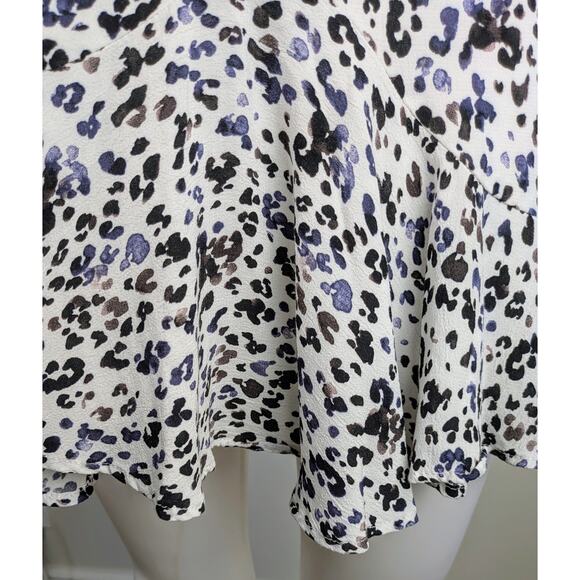 Zara Minidress Medium Leopard Print White Black Gray Ruffled V-Neck 3/4 Sleeve - Picture 9 of 11